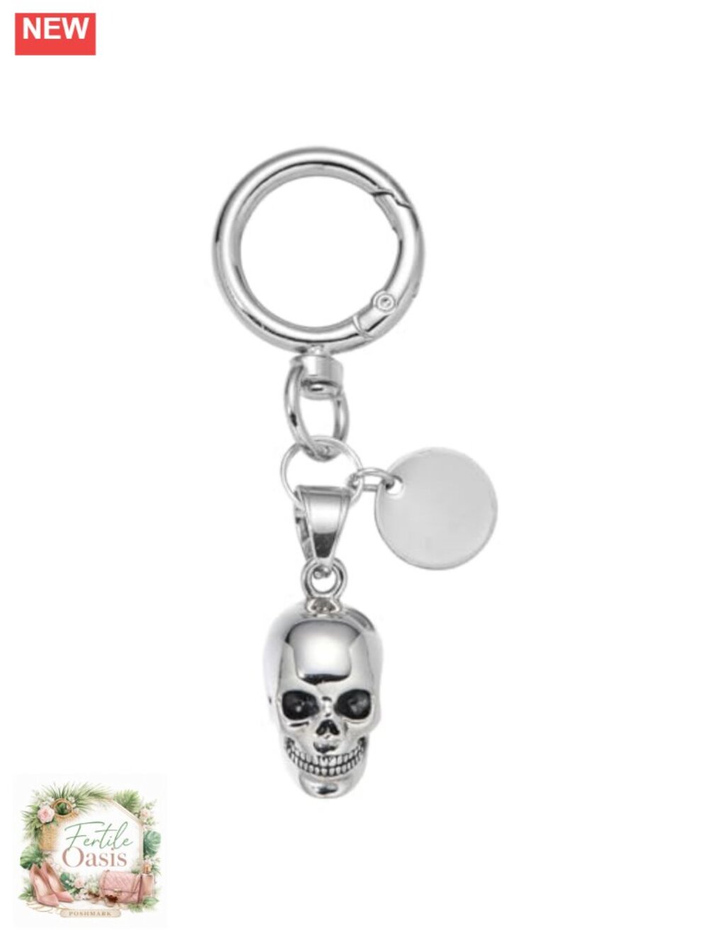 Gothic Skull Keychain 304 Stainless Steel Punk Purse Charm Handbag Accessory